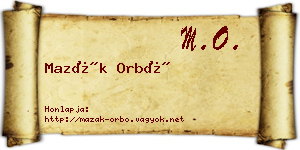 Mazák Orbó névjegykártya